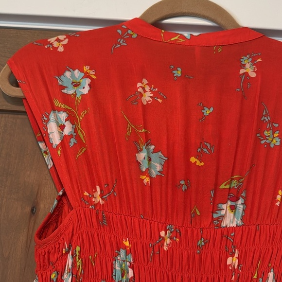 Free People "Greatest Day" Smocked Button-Down Floral Mini Dress Womens XS Boho - Picture 8 of 13